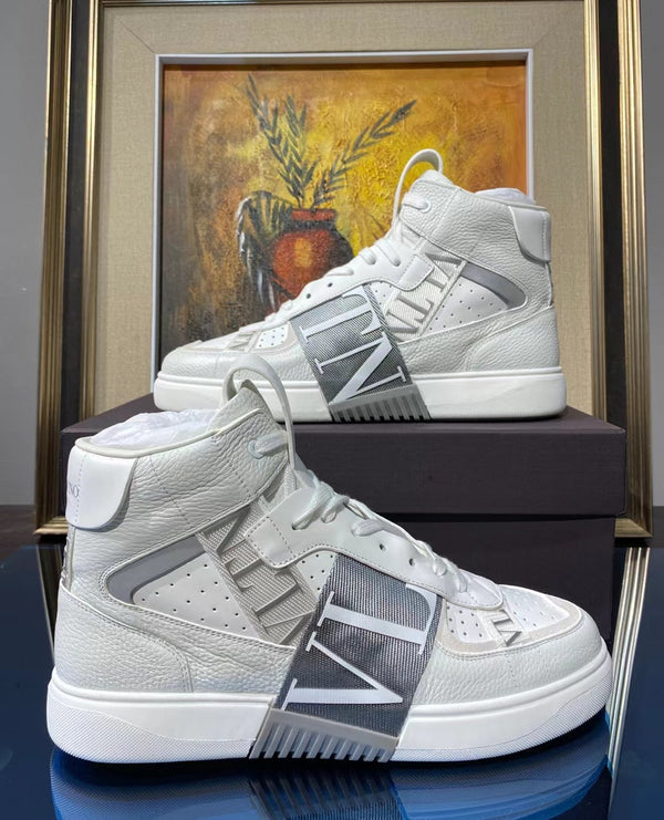Valenti High Top VL7N White Calfskin Grey Canvas 993744