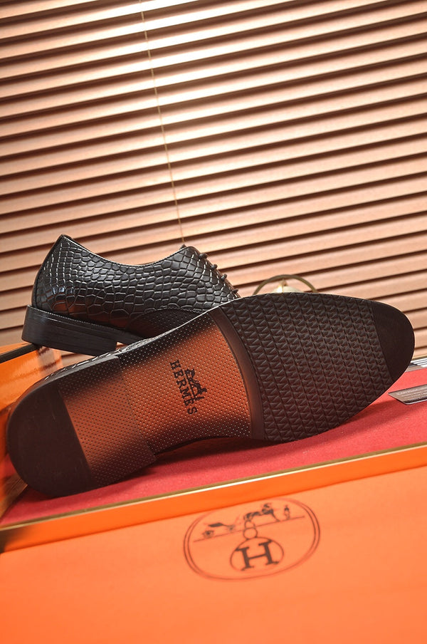 HM BUSINESS LACE UP SHOES BLACK CALFSKIN WITH MESH MOTIF