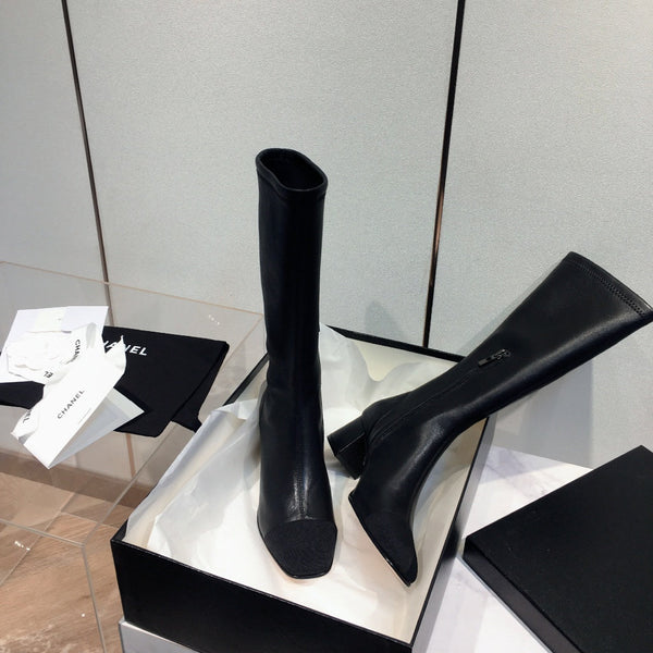 Stivali alti CC 50mm in pelle di agnello nera 144363