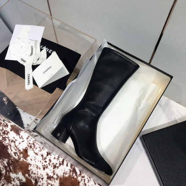 Stivali alti CC 50mm in pelle di agnello nera 144363