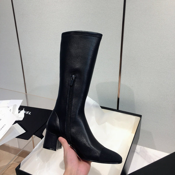 Stivali alti CC 50mm in pelle di agnello nera 144363