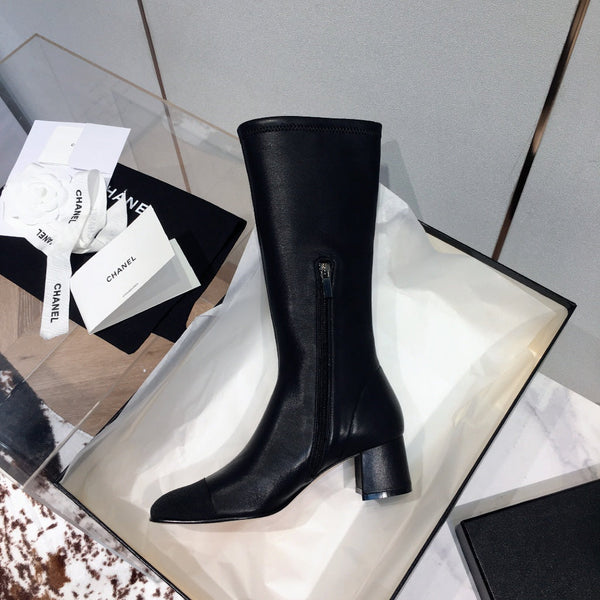 Stivali alti CC 50mm in pelle di agnello nera 144363