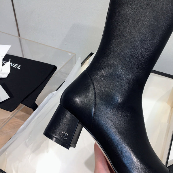 Stivali alti CC 50mm in pelle di agnello nera 144363