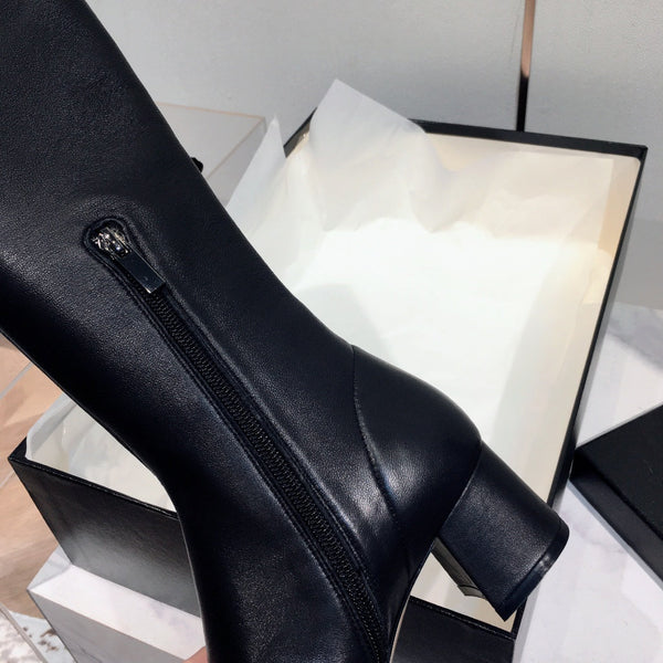 Stivali alti CC 50mm in pelle di agnello nera 144363