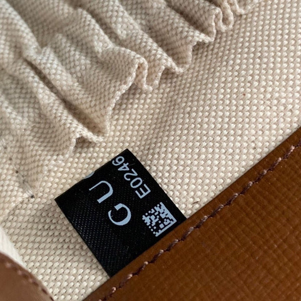 BORSA GG HORSEBIT 1955 PICCOLA 27 IN TELA BEIGE E PELLE DI VITELLO MARRONE