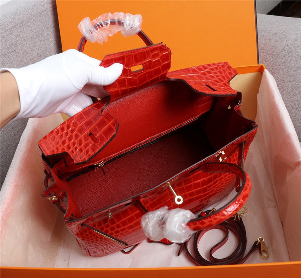 BORSA HM BIRKIN 35 MOTIVO IN PELLE DI VITELLO STAMPATA COCCODRILLO