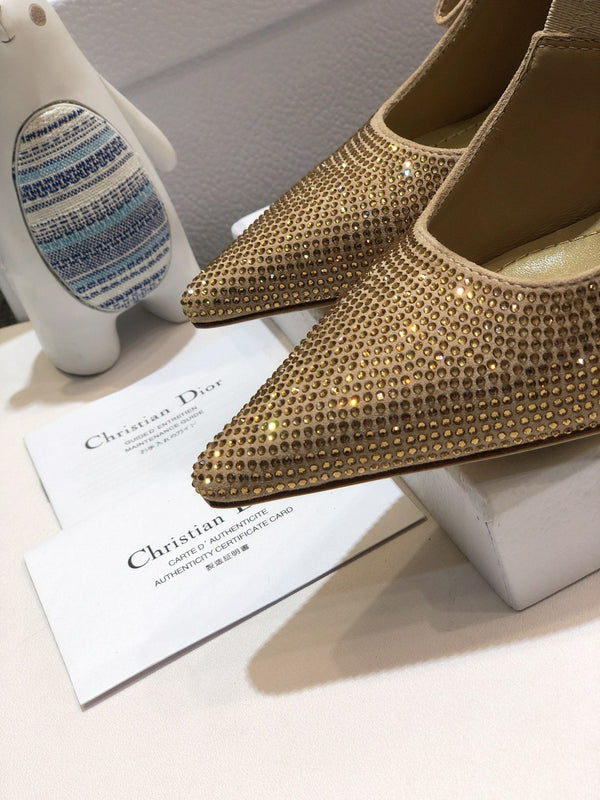 JAdior slingback pump 95 beige full diamond crystal and seude