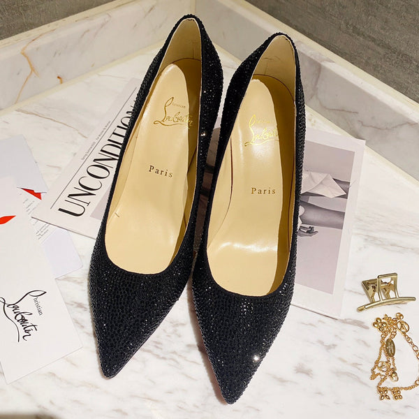 CL Pigalle Follies Pumps 100mm Crystal-embellished Black