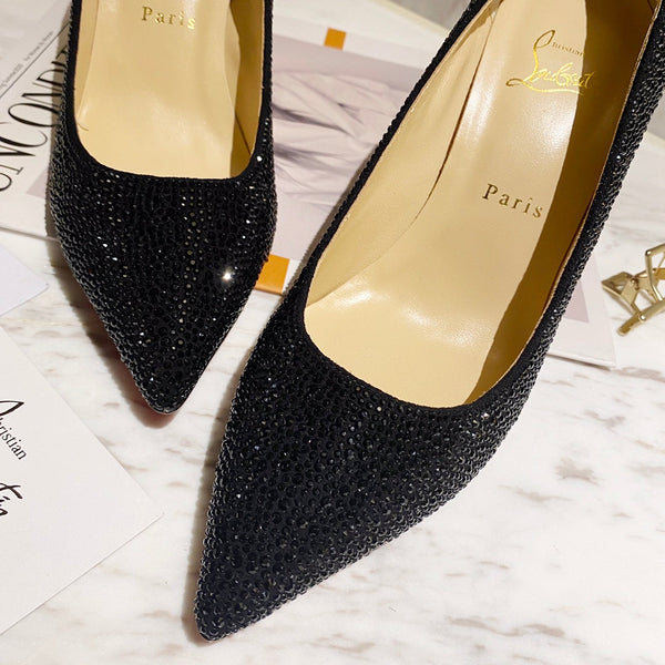 CL Pigalle Follies Pumps 100mm Crystal-embellished Black