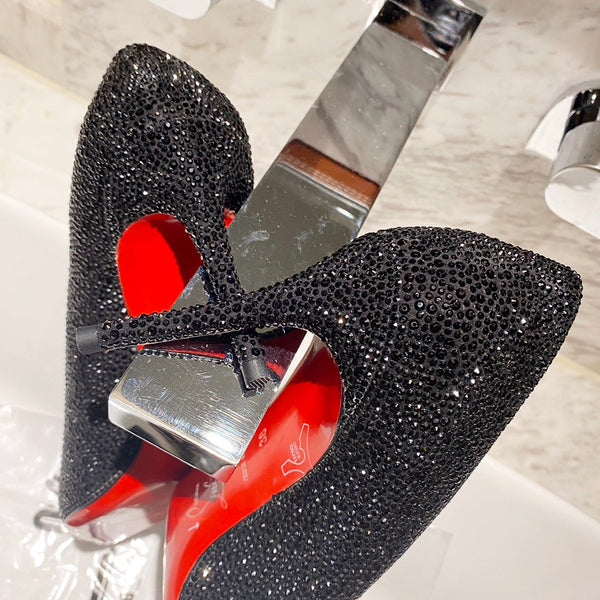 CL Pigalle Follies Pumps 100mm Crystal-embellished Black