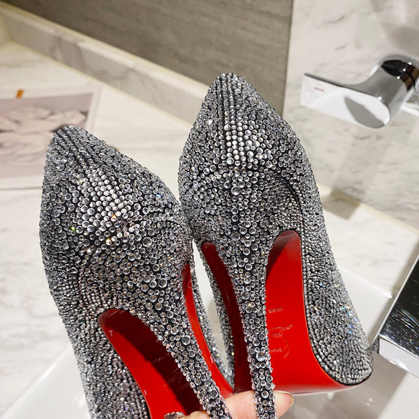 CL Kate Strass Degrade Pumps 100mm Suede Black