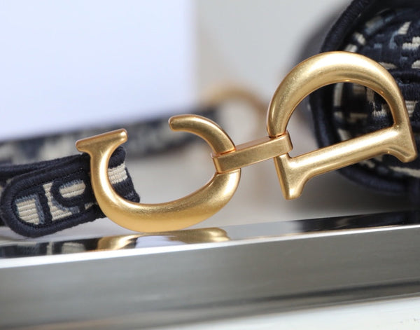 CD Oblique Saddle Bag Blue Canvas