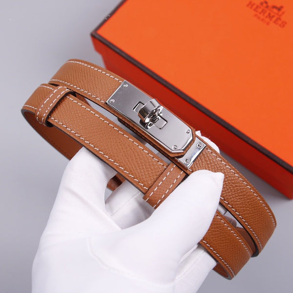 hm kelly belt 18mm gold calfskin silver buckle