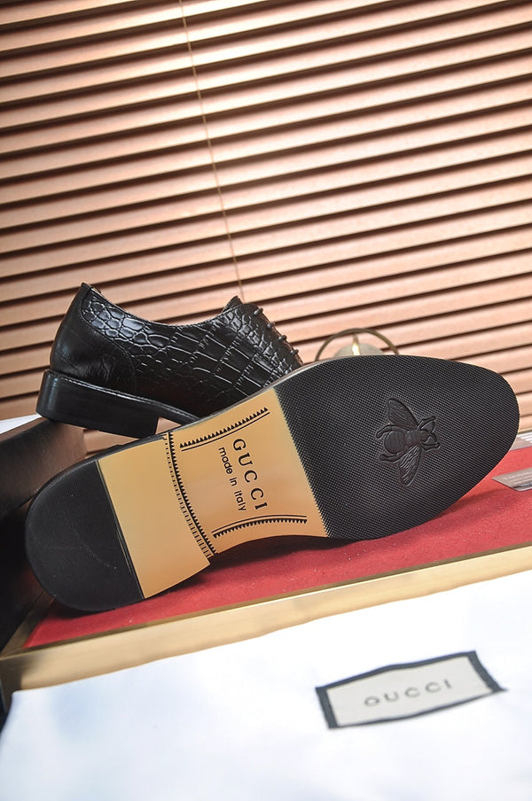 GG Men's Loafer Black Embossed Cowhide 140491