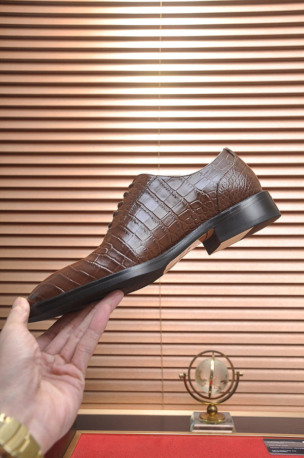 GG Men's Loafer Dark Brown Embossed Cowhide 526095