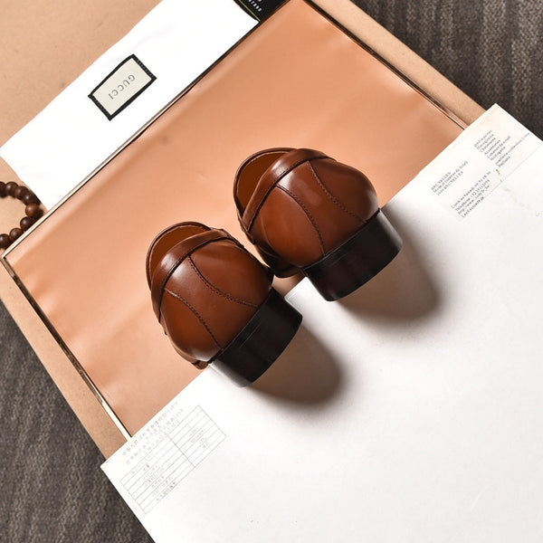 GG Men's Tassel Loafers Brown Cowhide 546330