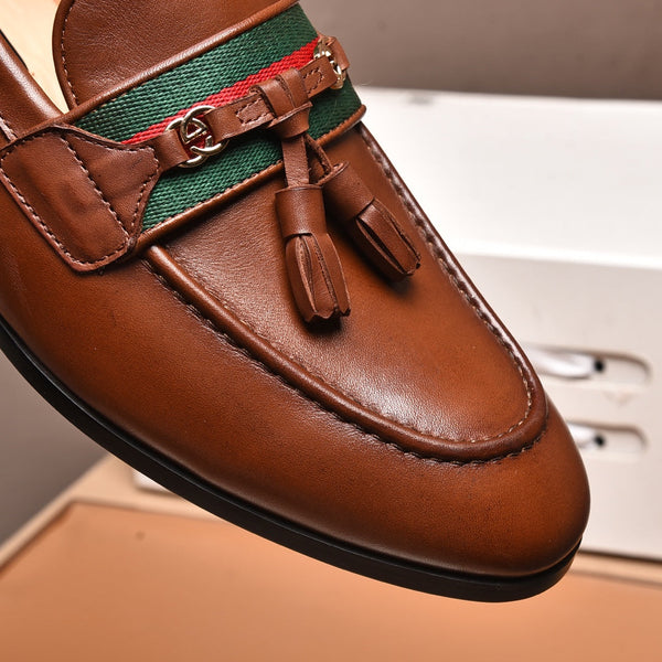 GG Men's Tassel Loafers Brown Cowhide 546330