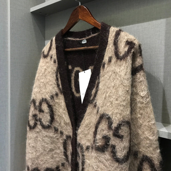 Gucci Cardigan Brown Mohair Wool Blend 306026