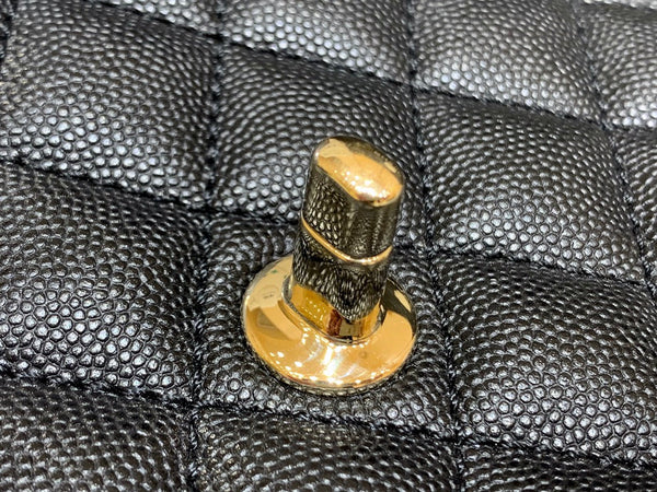 CC 24K Coco Hanle Mini 19cm Black Red Grained Calfskin Gold Hardware