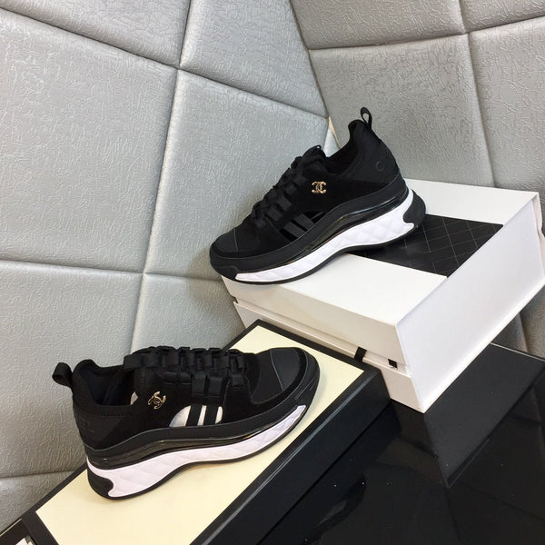cc sneaker nera bianca in pelle di vitello trapuntata