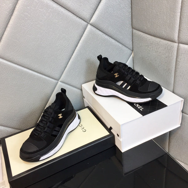 cc sneaker nera bianca in pelle di vitello trapuntata