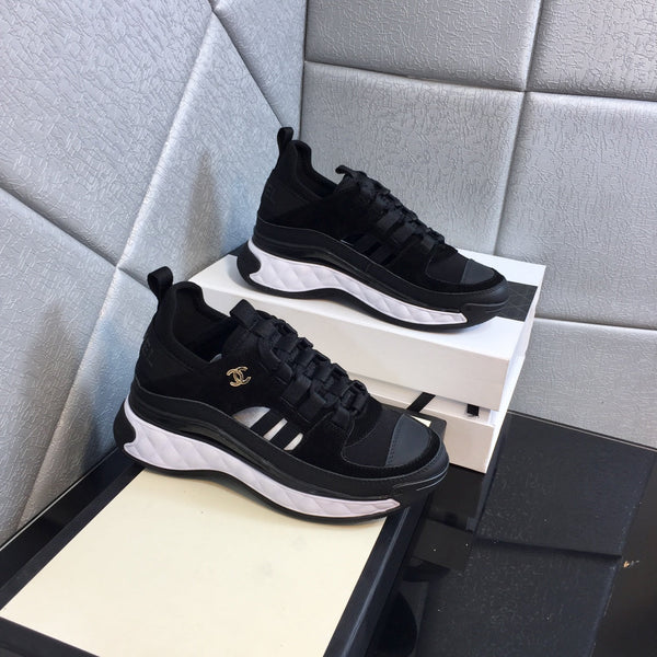 cc sneaker nera bianca in pelle di vitello trapuntata