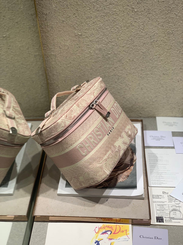 BORSA DA BAGNO A TRACOLLA MINI 18 IN JACQUARD OBLIQUE MONOGRAM ROSA PESCA