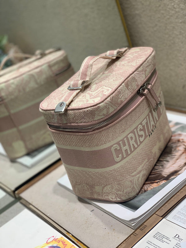 BORSA DA BAGNO A TRACOLLA MINI 18 IN JACQUARD OBLIQUE MONOGRAM ROSA PESCA