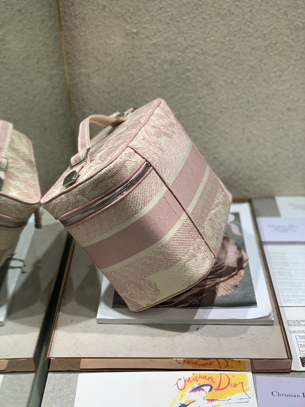 BORSA DA BAGNO A TRACOLLA MINI 18 IN JACQUARD OBLIQUE MONOGRAM ROSA PESCA