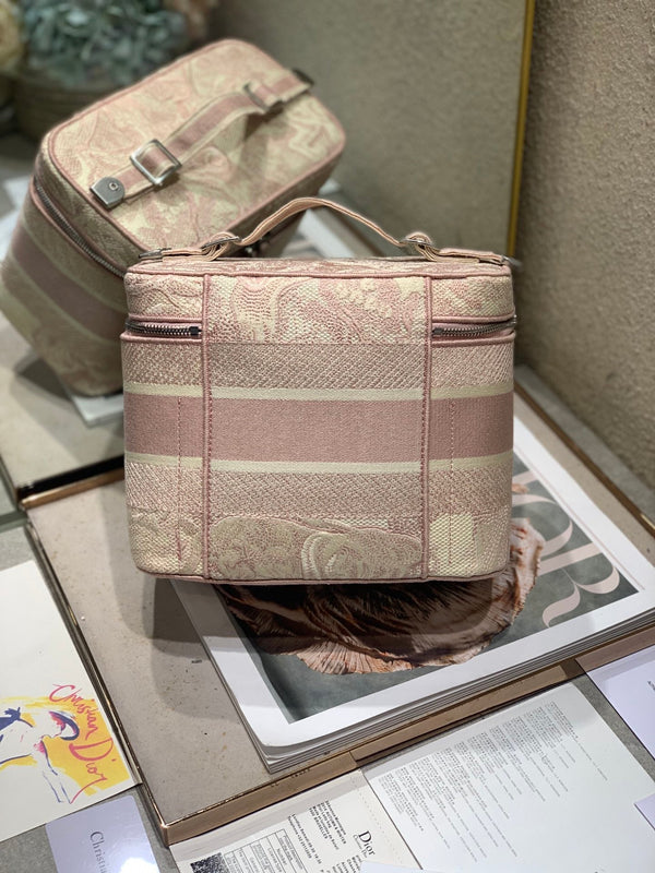 BORSA DA BAGNO A TRACOLLA MINI 18 IN JACQUARD OBLIQUE MONOGRAM ROSA PESCA