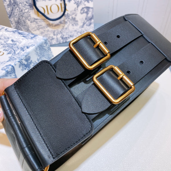 cd ceinture 10cm double boucle cuir noir