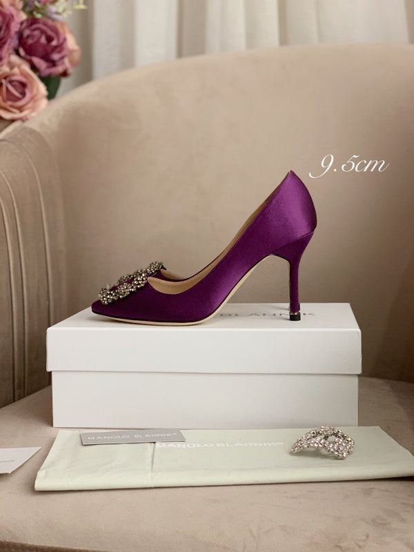 Hangisi Fuchsia Satin Crystal Embellished Pumps 700533