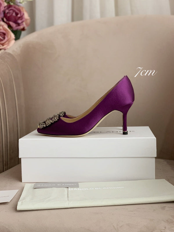 Hangisi Fuchsia Satin Crystal Embellished Pumps 700533