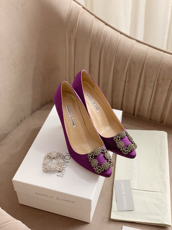Hangisi Fuchsia Satin Crystal Embellished Pumps 700533