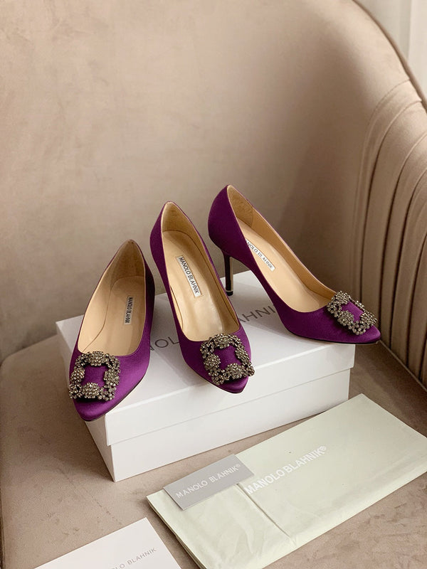 Hangisi Fuchsia Satin Crystal Embellished Pumps 700533