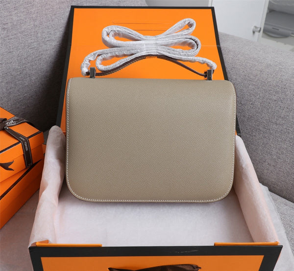 HM CONSTANCE BAGS 22 KHAKI EPSOM SILVER HARDWARE