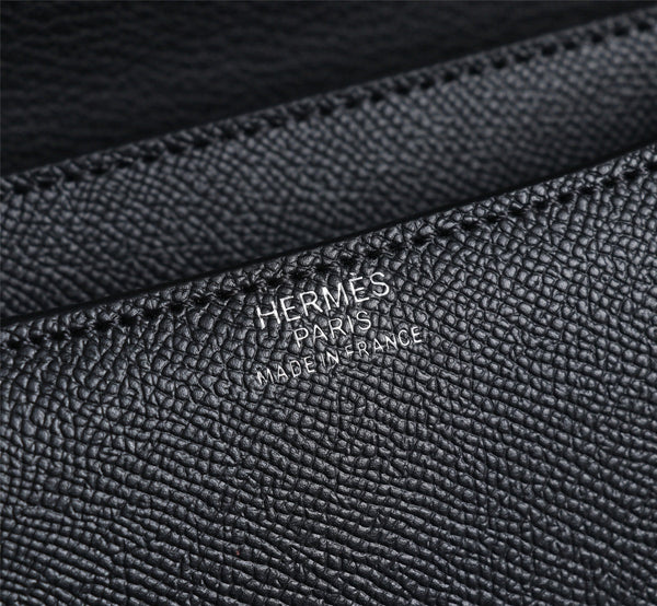HM CONSTANCE BAGS 22 BLACK EPSOM SILVER HARDWARE