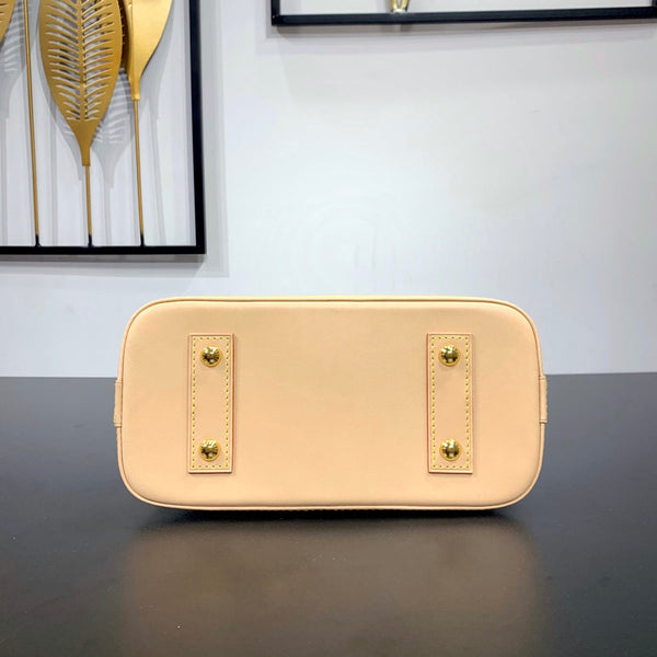 ALMA BB 23 IN TELA MONOGRAM MARRONE E RIFINITURE IN PELLE DI VITELLO BEIGE, FIBBIA ORO