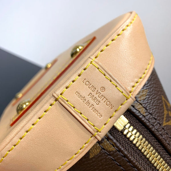 ALMA BB 23 IN TELA MONOGRAM MARRONE E RIFINITURE IN PELLE DI VITELLO BEIGE, FIBBIA ORO