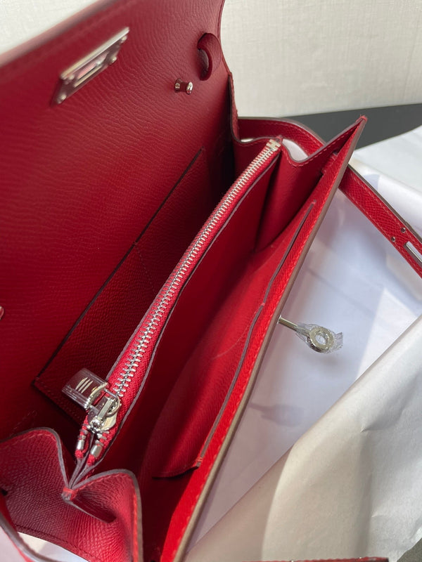 kelly woc 20.5 red epsom silver hardware