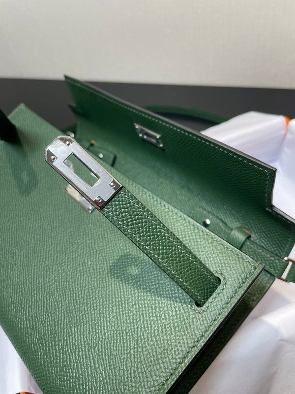 kelly woc 20.5 verde epsom hardware argento