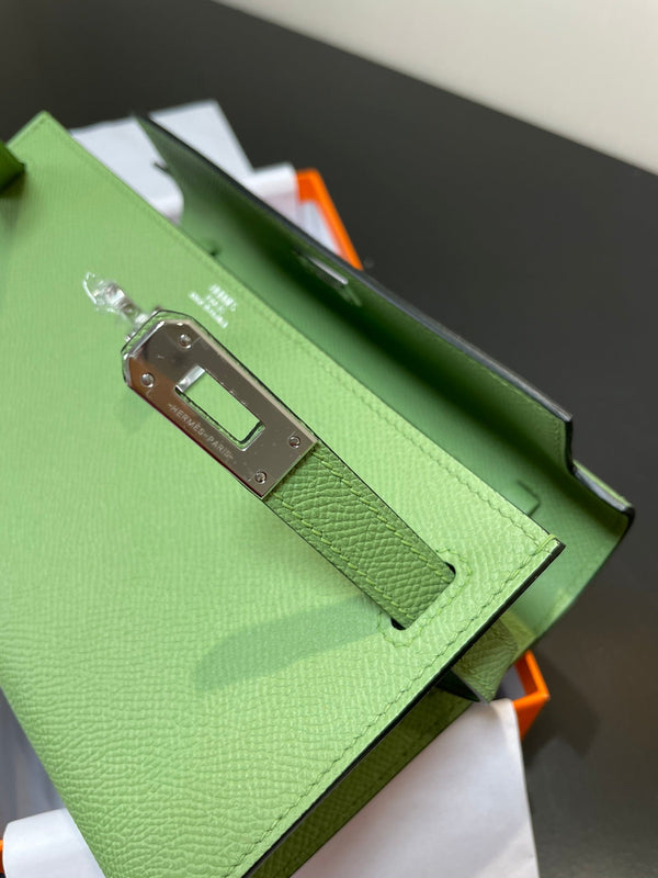 kelly woc 20.5 verde epsom hardware argento