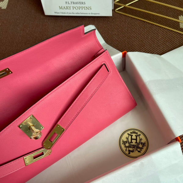 HM Kelly Cut 31cm Pink Swift Leather Ghw