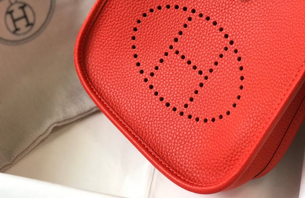 Mini Evelyne 18cm Red Togo Silver Hardware