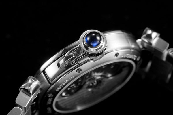 pasha 35mm automatico in acciaio quadrante bianco lunetta con diamanti