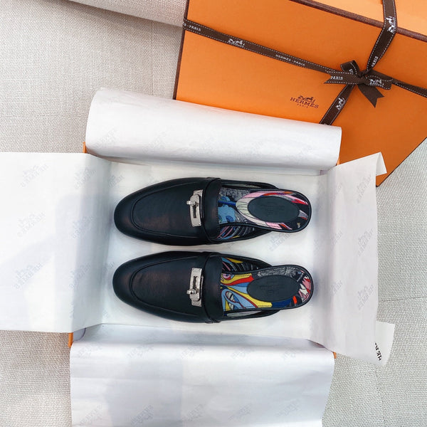 HM Oz Mule Pelle di vacchetta nera 348088