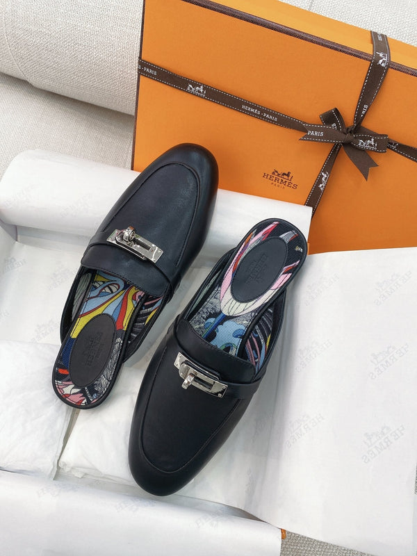 HM Oz Mule Pelle di vacchetta nera 348088