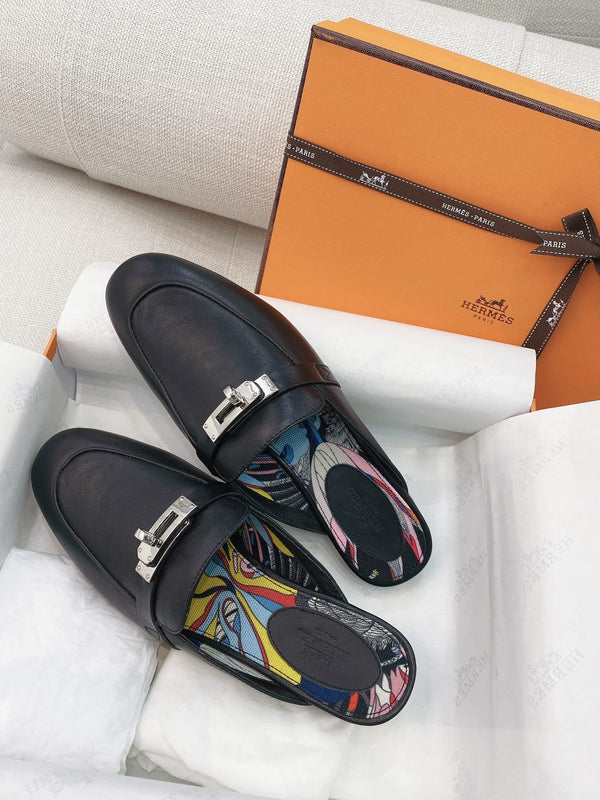 HM Oz Mule Pelle di vacchetta nera 348088