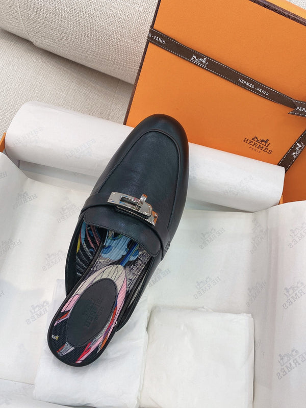 HM Oz Mule Pelle di vacchetta nera 348088