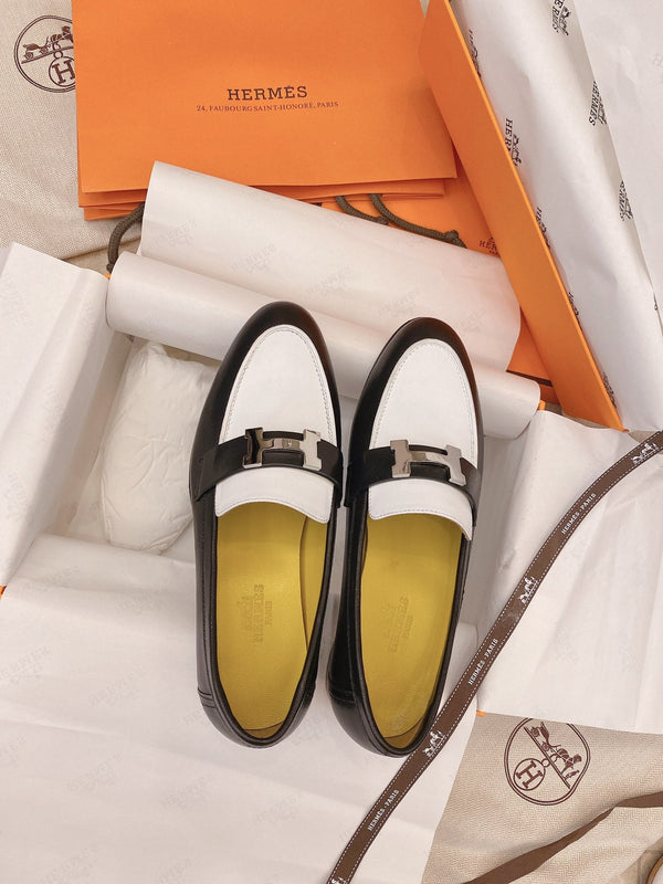HM Paris Loafer Black White Goat Leather 348034